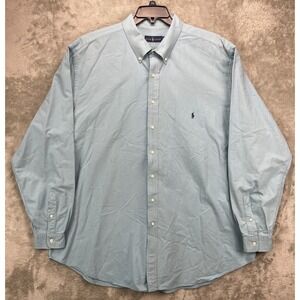 Ralph Lauren Men's Shirt 3XLT‎ Grayish Blue Cotton Long Sleeve Button Up
